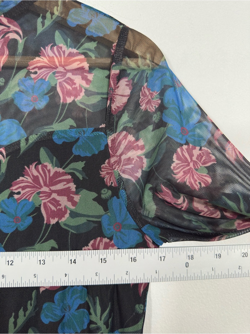 Saks Fifth Avenue Long Sleeve Floral Top Sheer Mesh 90s Size S Office Career Lux - Picture 5 of 7